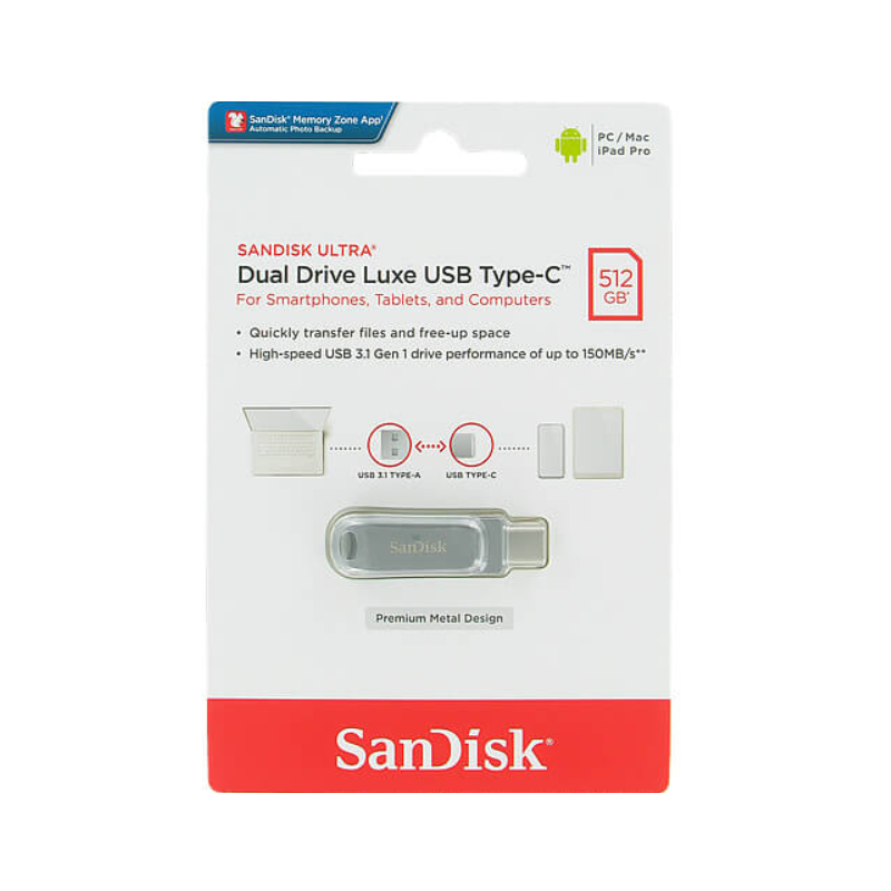 SanDisk - Ultra Dual Drive Luxe 512GB USB Type C Flash Drive